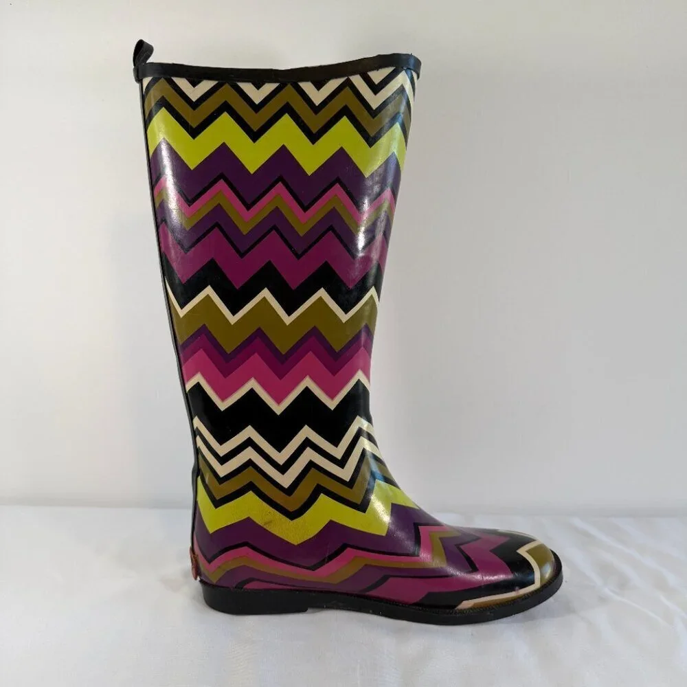 Girls MISSONI Chevron ZigZag Rubber Rain Boots Wellies Sz 3